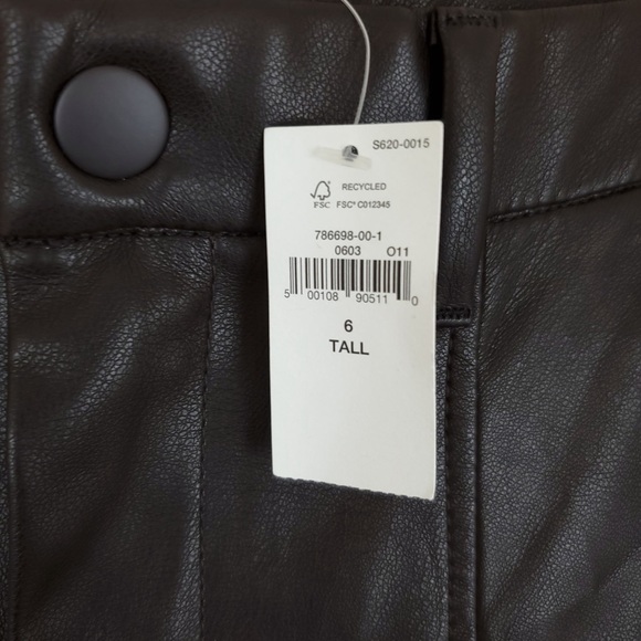Gap Mid Rise Vegan Leather Skinny Pants - Brown 6 Tall - Picture 3 of 9